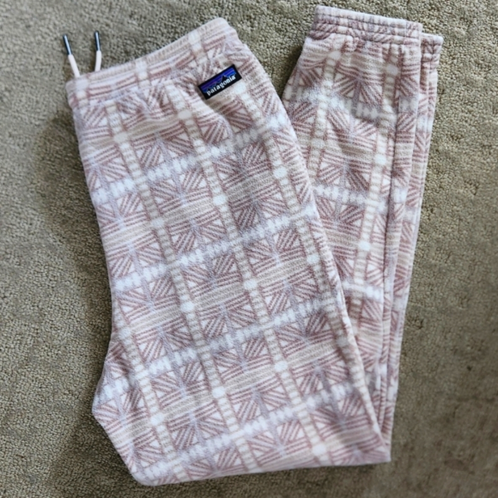 Patagonia Micro D Joggers Wmns Beige Gorpcore Outdoor Fleece Snow Bean Natural M - Picture 1 of 8